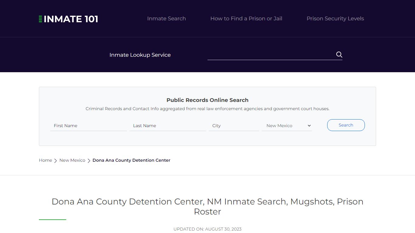 Dona Ana County Detention Center, NM Inmate Search, Mugshots, Prison ...